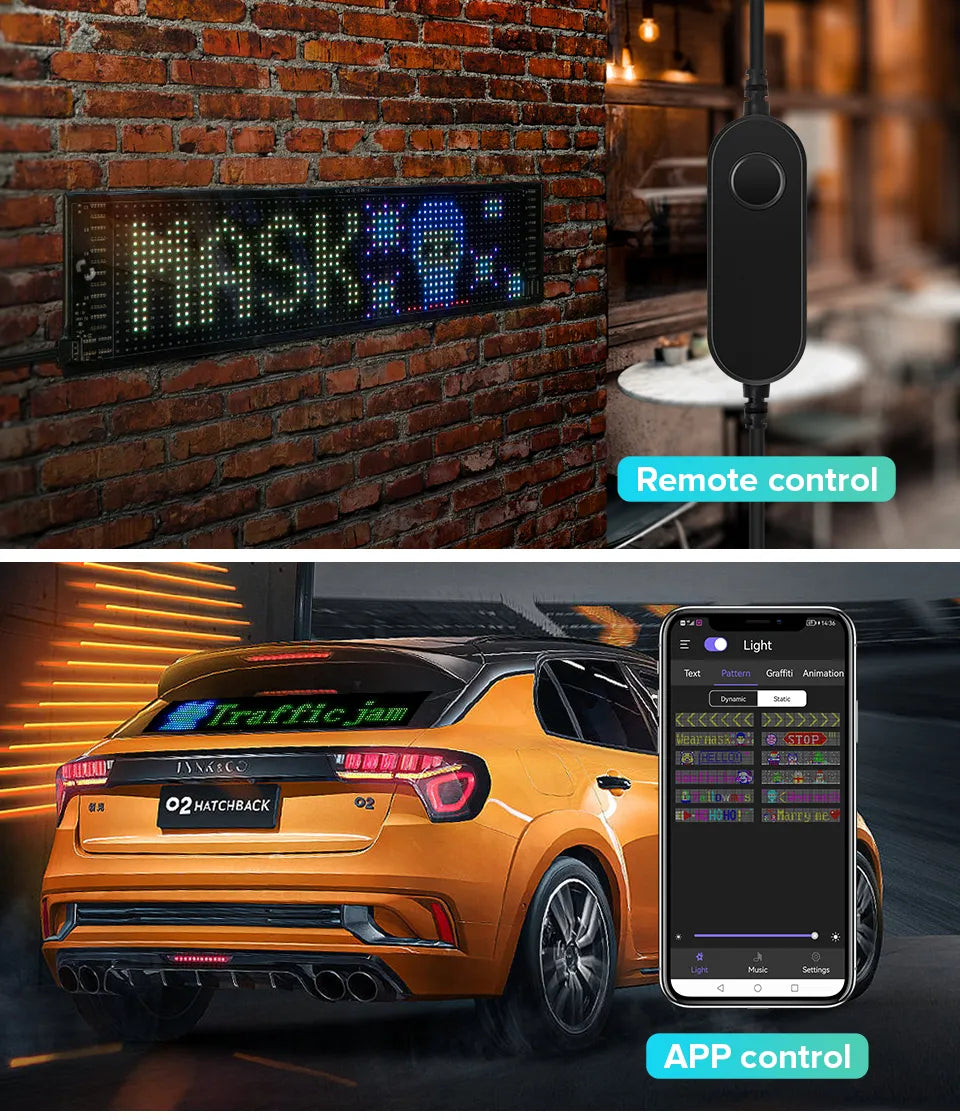 Flexible LED Matrix Panel Light – Bluetooth Programmable Car LED Display & Devil Eye Effect