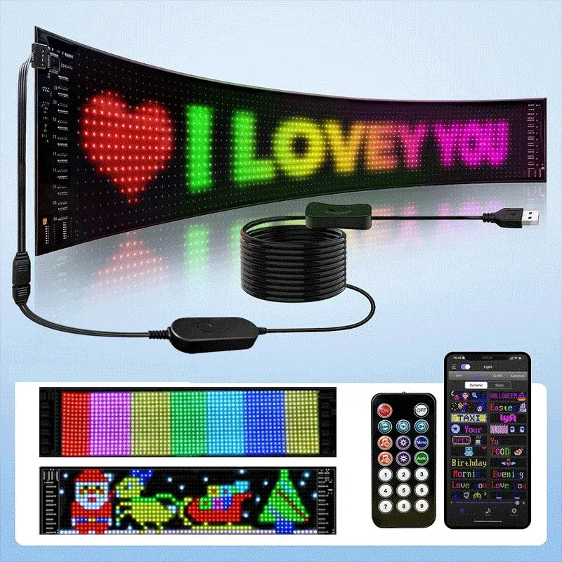 Flexible LED Matrix Panel Light – Bluetooth Programmable Car LED Display & Devil Eye Effect