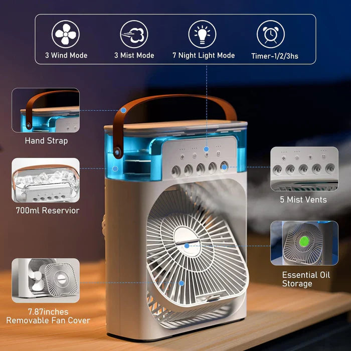 Portable AC Cooling Fan ❄️ | 5-in-1 Mini Air Conditioner & Humidifier