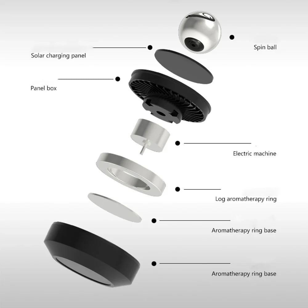 Solar Powered Levitating Car Air Freshener | Automatic 360° Rotation | Luxury Solar Car Perfume