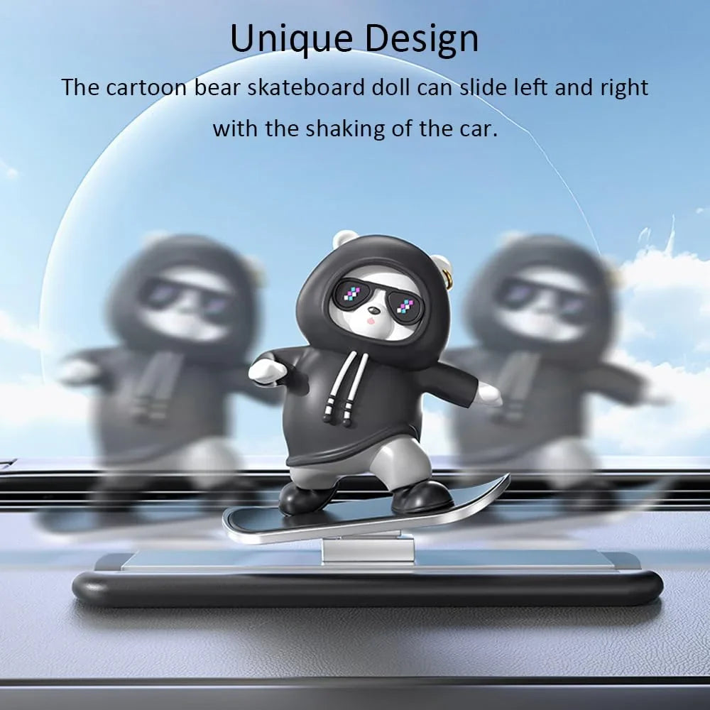Skateboarding Bear Car Decor | Fun Car Interior Decoration | Cute Dashboard Ornament