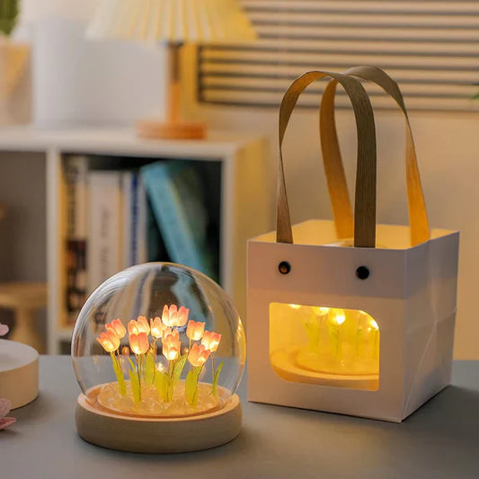 DIY Tulip Lamp | Elegant Circle Tulip Lamp with Warm LED Glow 🌷✨