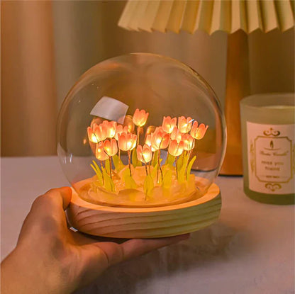 DIY Tulip Lamp | Elegant Circle Tulip Lamp with Warm LED Glow 🌷✨