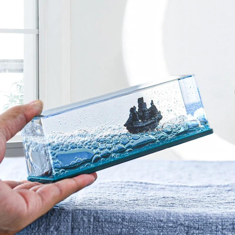 Ship in Fluid Liquid Drift Bottle