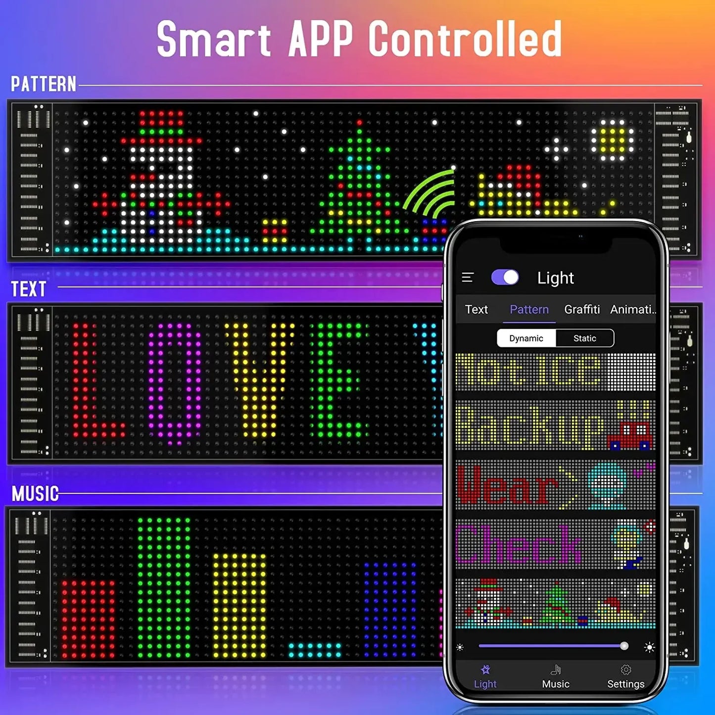 Flexible LED Matrix Panel Light – Bluetooth Programmable Car LED Display & Devil Eye Effect